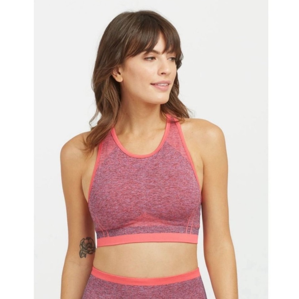 Spanx Spacedye Coral Punch Seamless Sculpt Medium Inpact Sports Bra